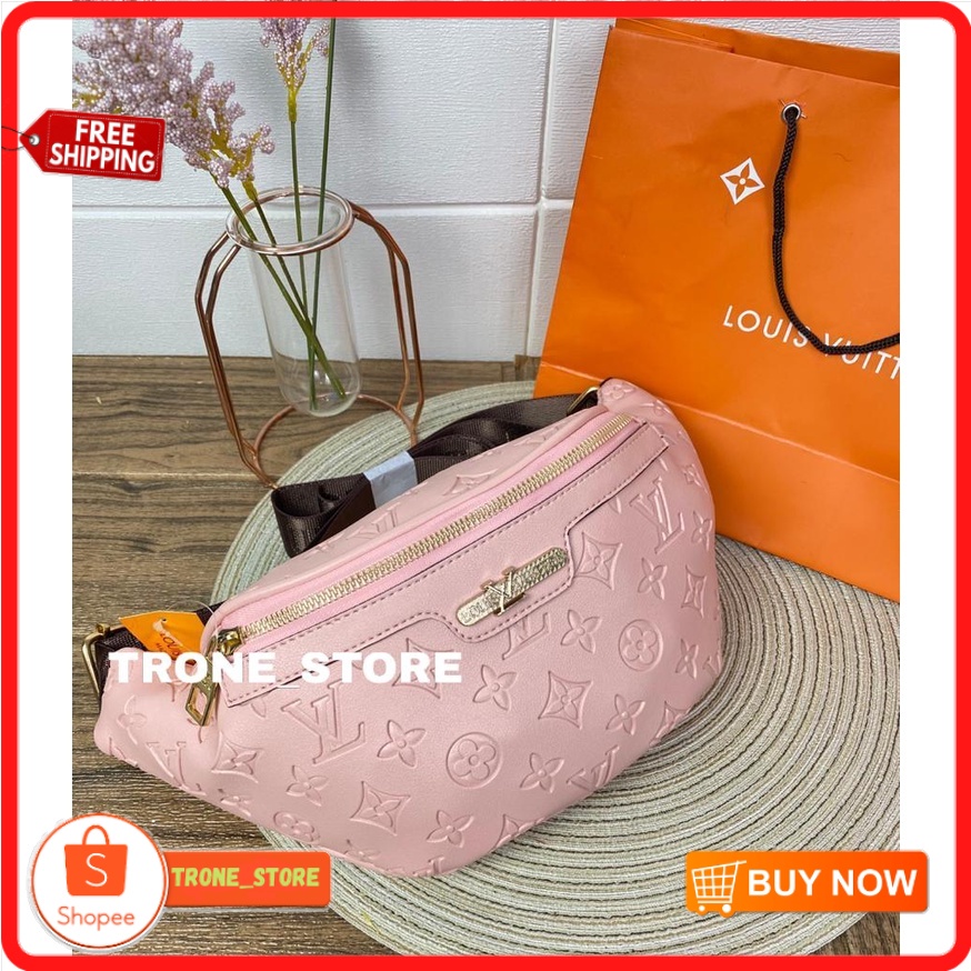 WAIST BAG WANITA LV MOTIF MONO FREE PAPER BAG / TAS PINGGANG WANITA LV
