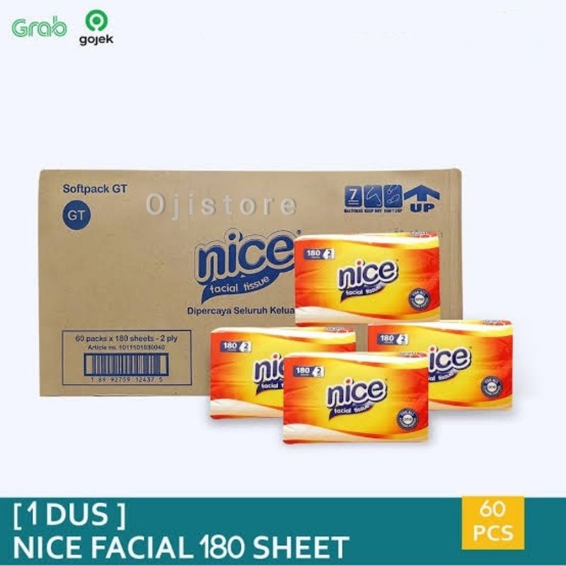 Tisu Nice 180 sheets 1 dus 60 pack