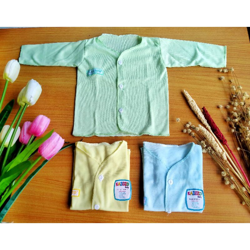 Baju Atasan Anak Bayi Newborn Baru Lahir Lengan Panjang Katun Adem Halus Lembut Warna Polos Kazozo