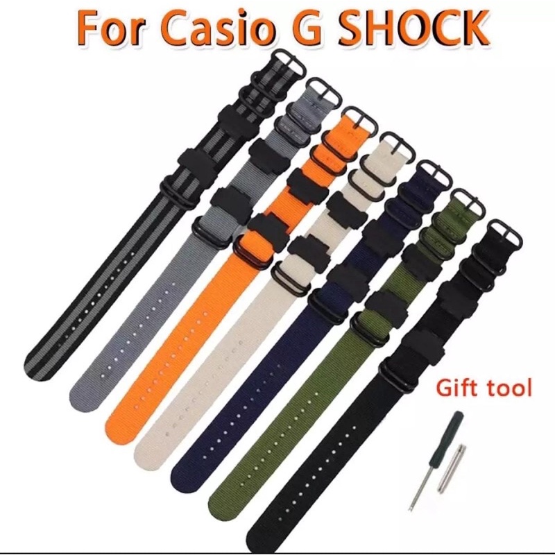 Strap kanvas universal gshock G SHOCK Casio Nilon Kanvas Strap GD110/110/120 GA110/100 DW5600 DW6900 GA400 dengan Konektor Adaptor