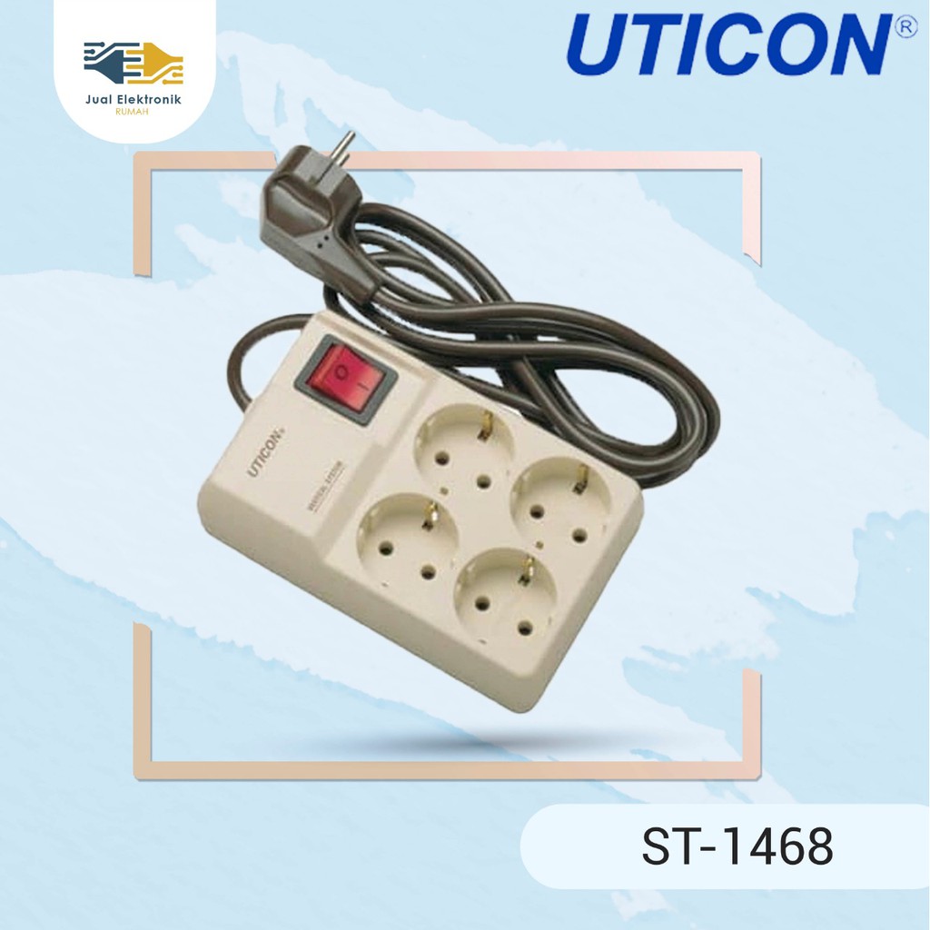 UTICON STOP KONTAK SEGI ARDE 4 LUBANG + SAKLAR + KABEL ST-1468 2P