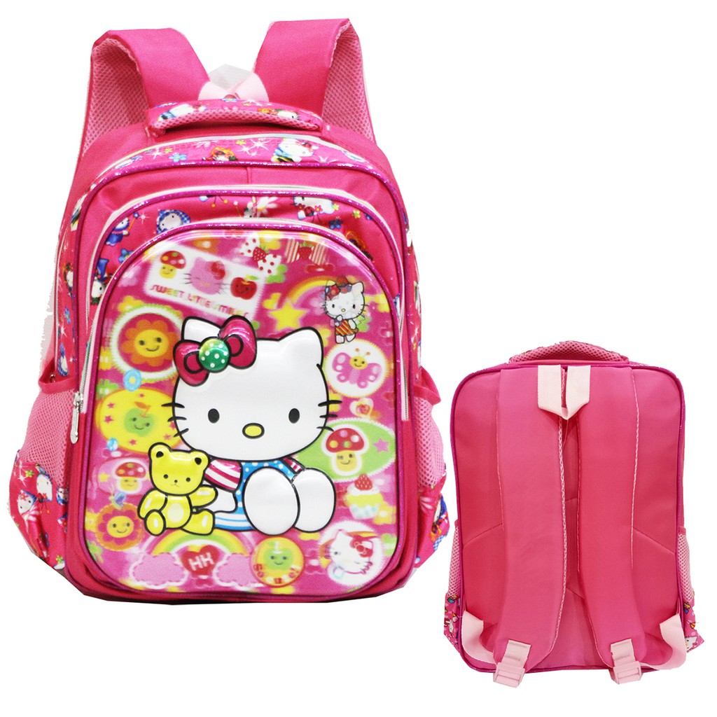Tas Anak Sekolah Ransel SD Hello Kitty 5D Timbul Hologram Import