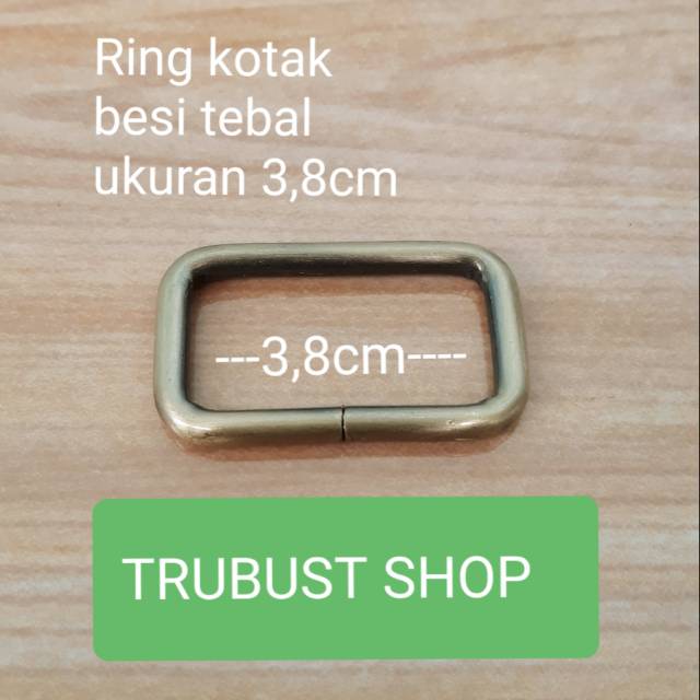 Ring kotak tas besi tebal warna atg poles ukuran 3,8cm jual per 1pc