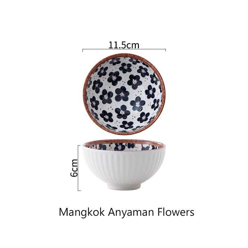 Mangkok Keramik Motif Anyaman - Ukuran 11.5cm