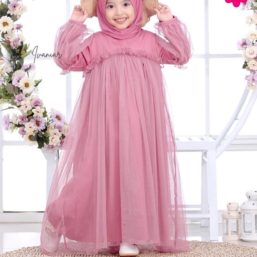 メ Gamisanak/gamistile polos/gamis ruffle/dres anak tile ruffle/dress pesta anak/gamis set tile polos