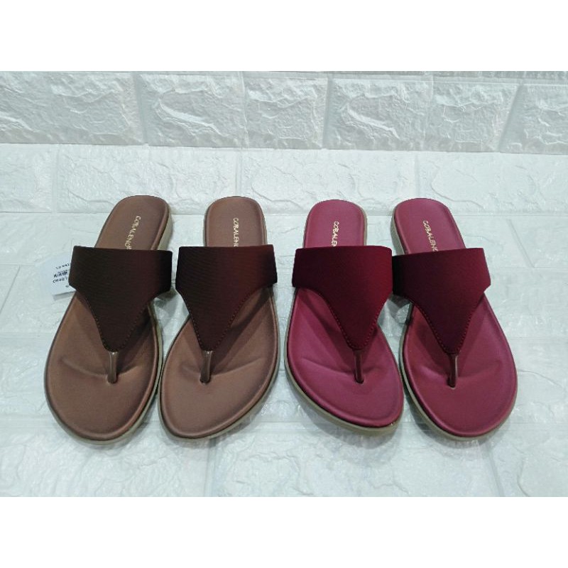 Sandal sendal COBALENO jepit lepes ringan Perempuan wanita COBALENO CITRA 02 Brown , maroon & black