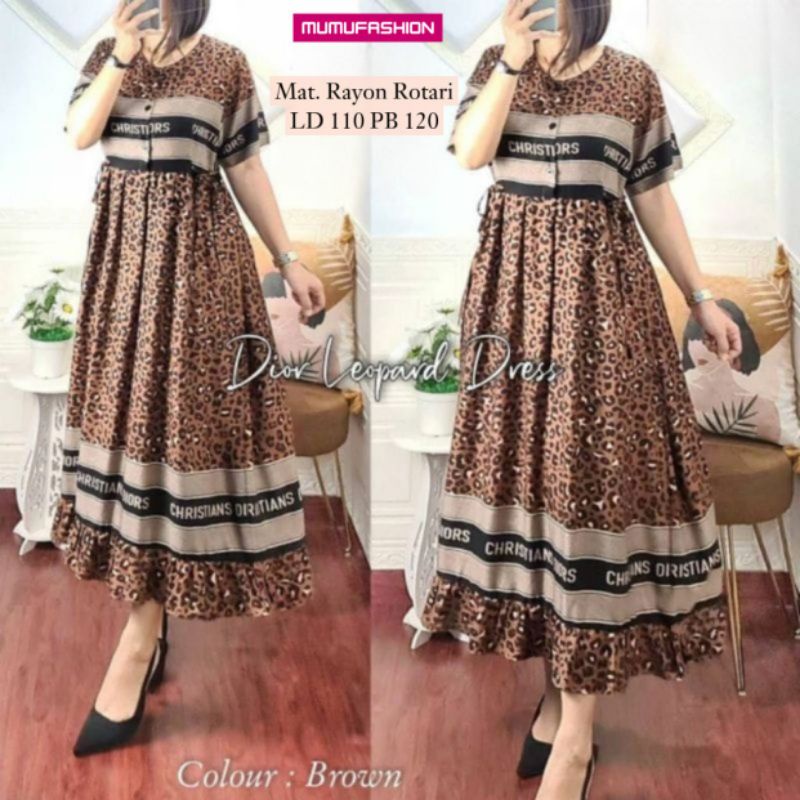 Daster wanita Kekinian Adem Viral Dioor Dante /Dioor Leopard Dress By Mumufashion Grosir Solo