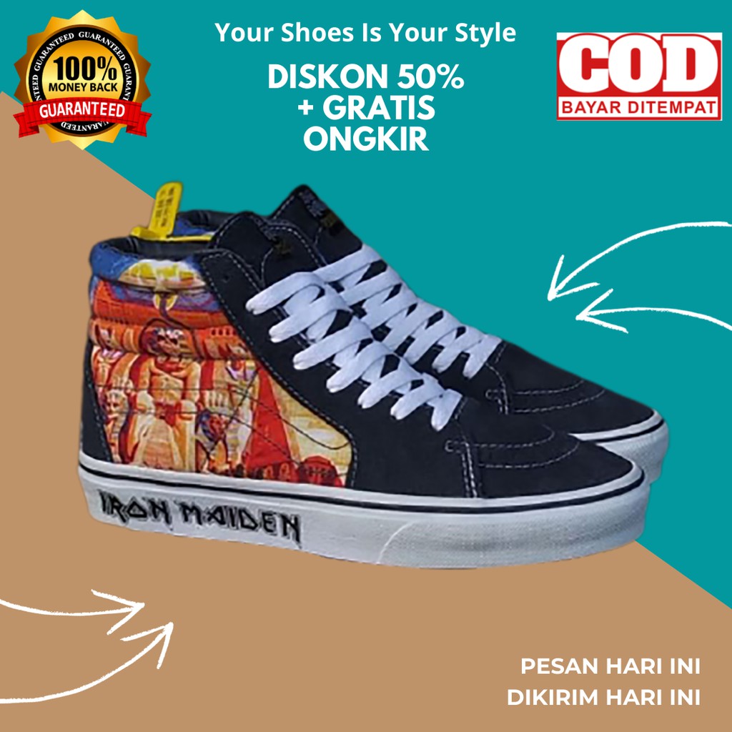 (BISA COD) VANS SK8 HIGH IRON MAIDEN POWER SLAVE STV NAVY WAFFLE ICC BNIB / VANS SK8 HI ORIGINAL