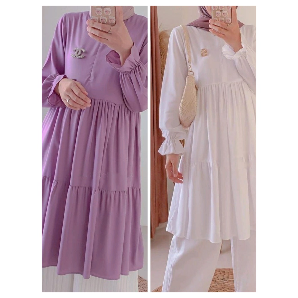 sor3w simpel adem style `n elegant dikirim di hari yang sama remaja rempel polos blouse Fashion Musl