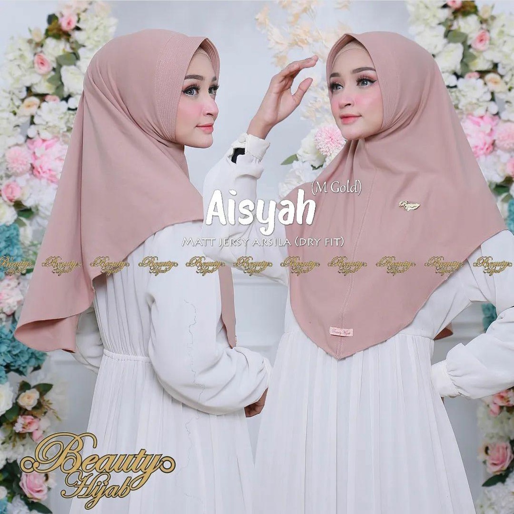 HIJAB JILBAB INSTAN BEAUTY AISYAH GOLD UK M & L ORI-1