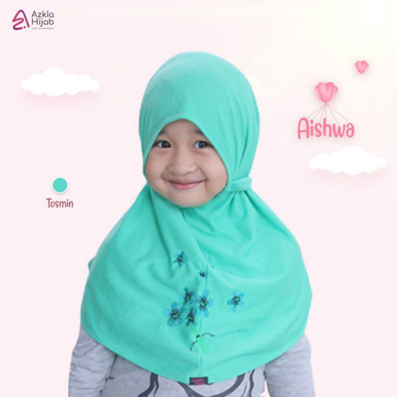 Aishwa || size SS (size 1) jilbab anak / bayi || usia 0 bulan - 6 bulan new azkia hijab-Tosca mint
