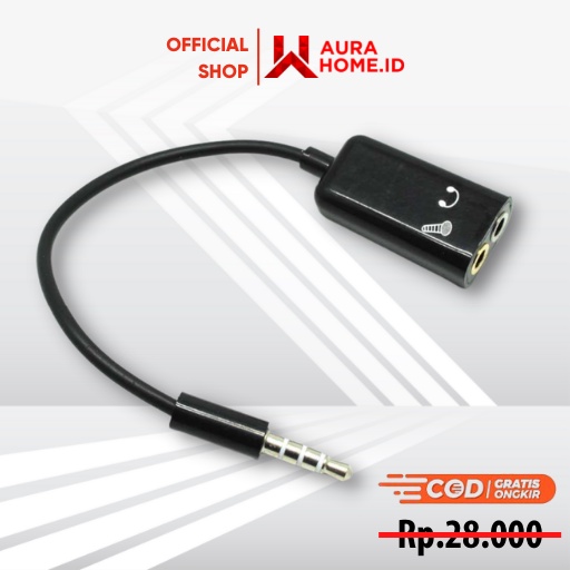 Microphone Headphone Audio Splitter 3.5mm ke 2 x 3.5mm / Audio Sound System / Kabel Aux Audio Mobil 