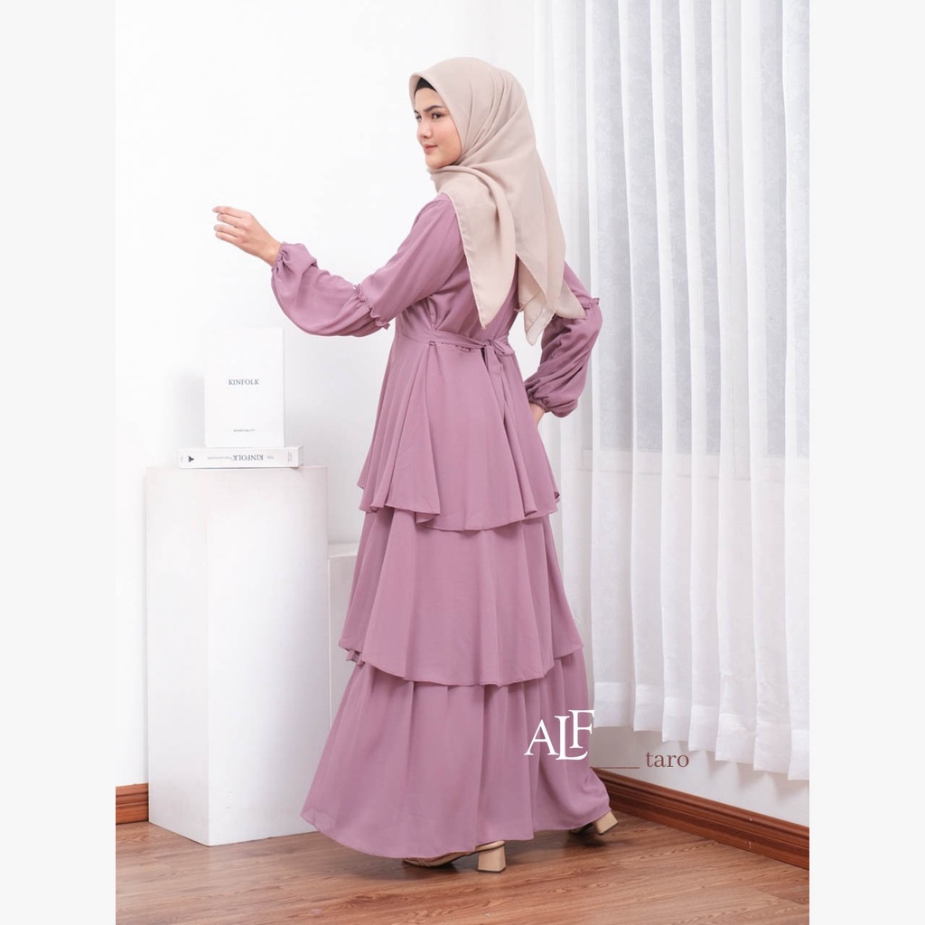 Taro Jelita Dress by Alfaina Gamis Susun Ceruty Babydoll