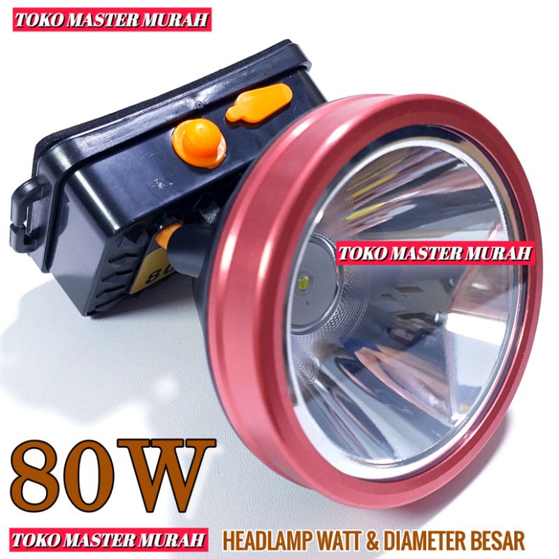 Headlamp 80watt JL80 Charge Senter Kepala 80W Besar dan Terang