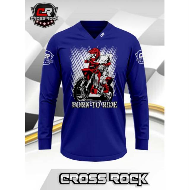 Jersey Motor Trail Cross Rock Baju Kaos Atasan Pakaian Olahraga Pria Outdoor Sablon Printing