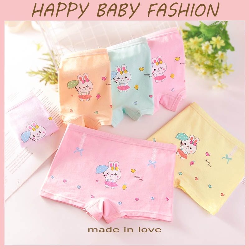 【Happy Baby】2 - 12Tahun Celana Dalam Boxer Anak Perempuan Lucu Kelinci Fashion Anak CD002