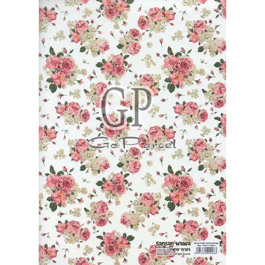 ( 5 Lembar ) JUMBO FLOWER LOVE SANWA - KERTAS KADO WEDDING / NIKAHAN / TUNANGAN / LAMARAN / LOVE HEART SANWA - GIFT WRAP PAPER SANSAN WAWA HATI BUNGA KEMBANG MINI ROSES DAISY