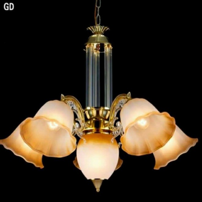 LAMPU GANTUNG MINIMALIS 5+1 KUNING