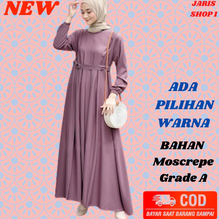 Gamis Simple Elegan Elegant Baju Kondangan Wanita Kekinian Remaja Dres Lebaran Cewek Dewasa Polos Pr