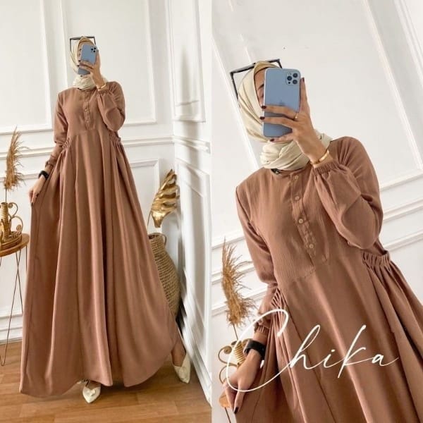 CIKA DRESS MAXY BAHAN CRINKLE GAMIS  WANITA TERBARU