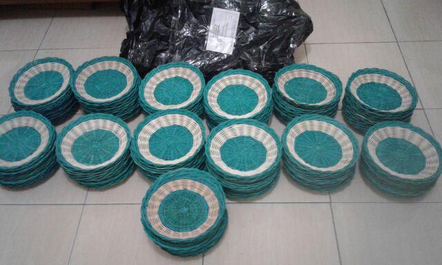 Piring Warna Hijau Rotan Asli - Piring Rotan Hijau Bahan Rotan - Piring Berwarna Ijo Asli Rotan