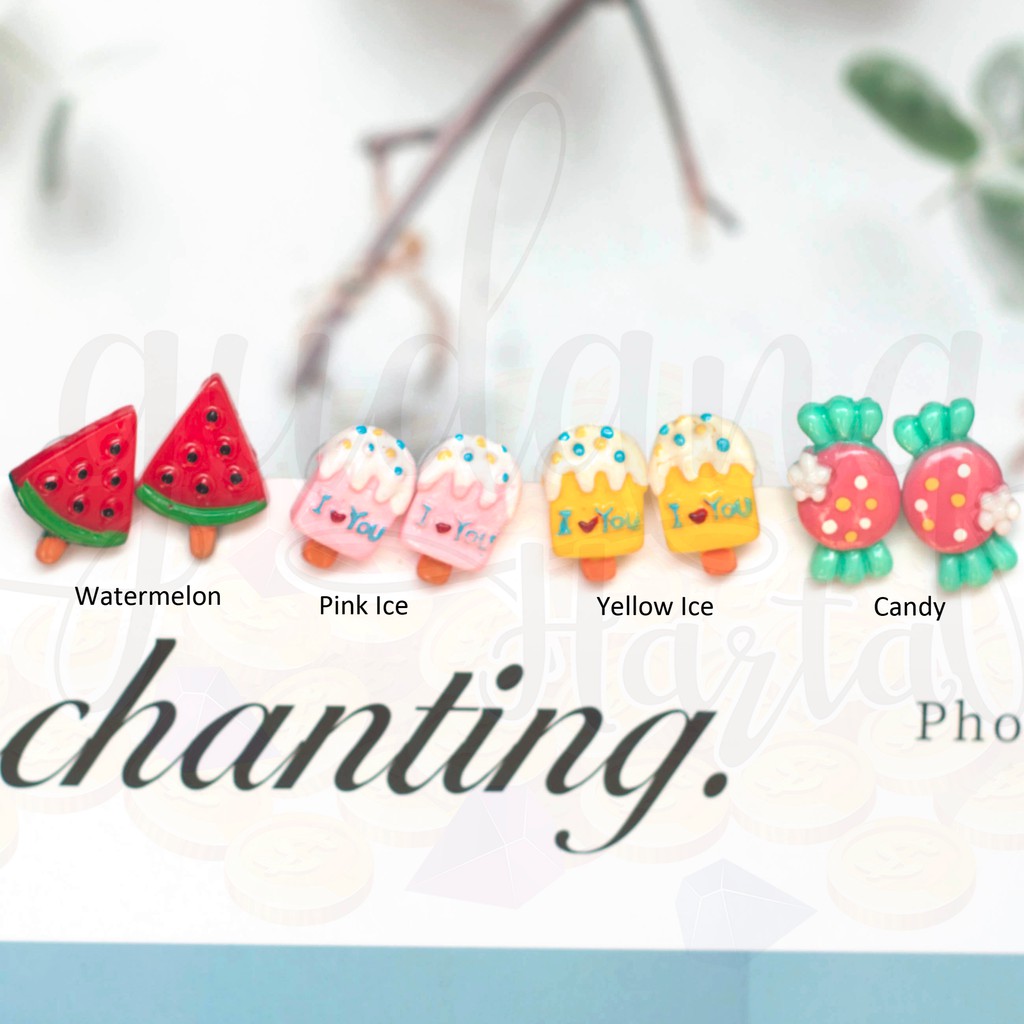 Anting Stud Candy Ice Cream Permen Semangka Lucu Unik GH 203170