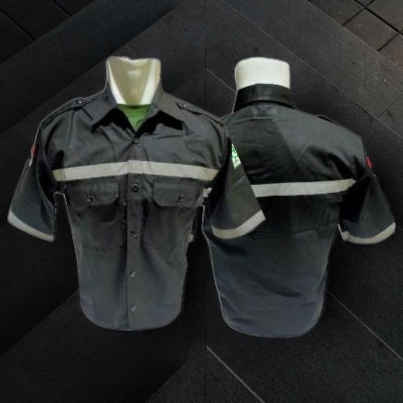 BAJU SAFETY PENDEK HITAM BERKULAITAS