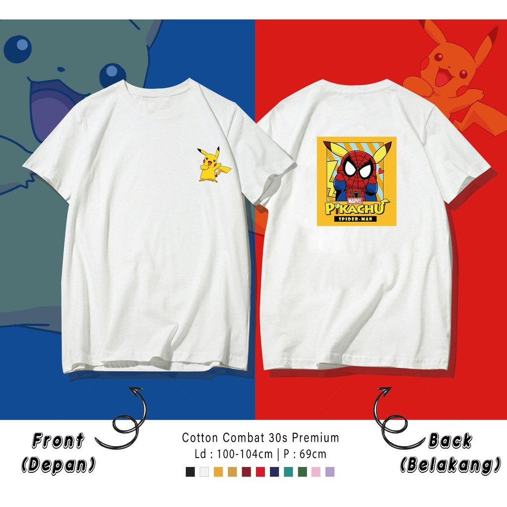 POKEMON PIKACU SPIDER CARTOON KAOS PREMIUM / TERMURAH DESIGN QUALITY