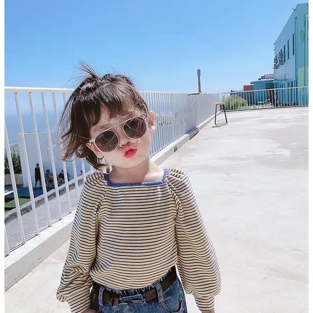 BEFAST - ZTL OOTD Tshirt Anak AMEL / Tshirt anak Pevita / Pakaian Anak-Anak Perempuan / Atasan Lengan Panjang / Tshirt Motif Garis-Garis / Fashion Anak Perempuan Lucu / Kaos Casual Santai Anak / Terlaris