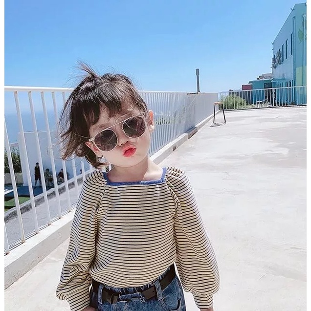 BEFAST - ZTL OOTD Tshirt Anak AMEL / Tshirt anak Pevita / Pakaian Anak-Anak Perempuan / Atasan Lengan Panjang / Tshirt Motif Garis-Garis / Fashion Anak Perempuan Lucu / Kaos Casual Santai Anak / Terlaris