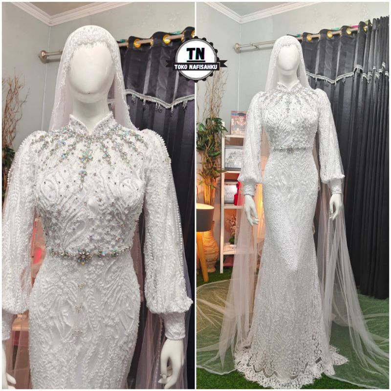 wedding dress slim duyung baju pengantin akad 003