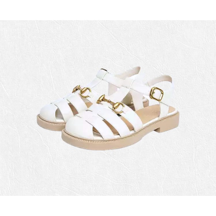 Sepatu Sandal Loafers '' JESSY '' Black And White Premium 023