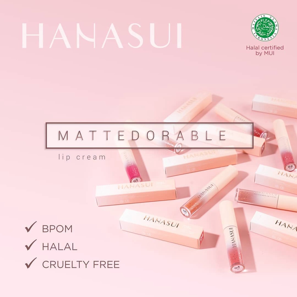 Hanasui Mattedorable Lip Cream Original Termurah Shade 01-08