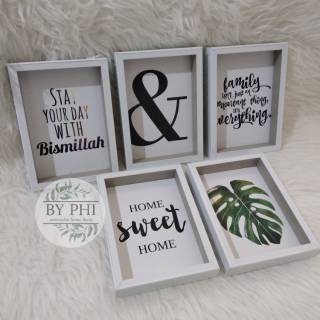 Frame Box  isi 5 walldecor murah hiasan  monstera hiasan  