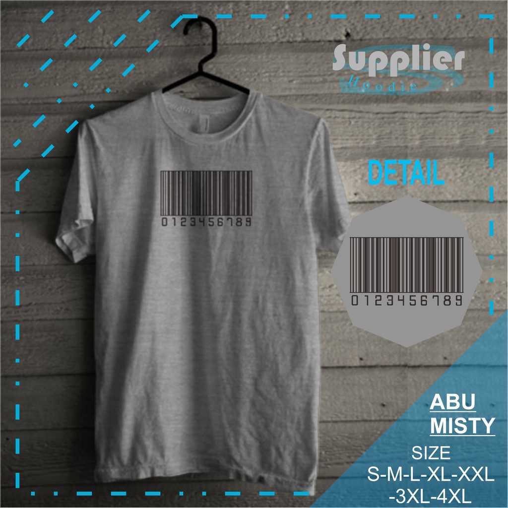 Jual Baju Kaos Cowok Murah Bagus Sablon Barcode Warna Abu Misty Sporty Original Brended Nyaman