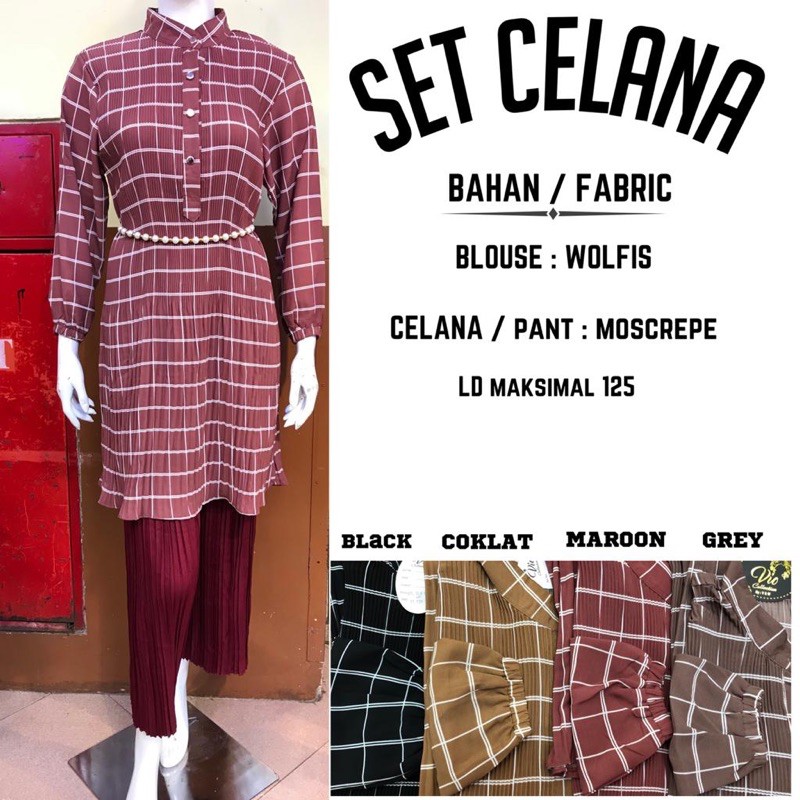 One Set/Setelan Tunik Square Plisket Premium