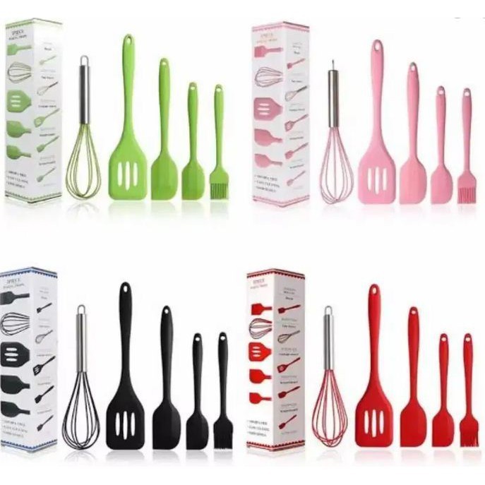 Spatula Silikon SET 5 in 1 Perlengkapan Masak Dapur 5IN1 Grosir