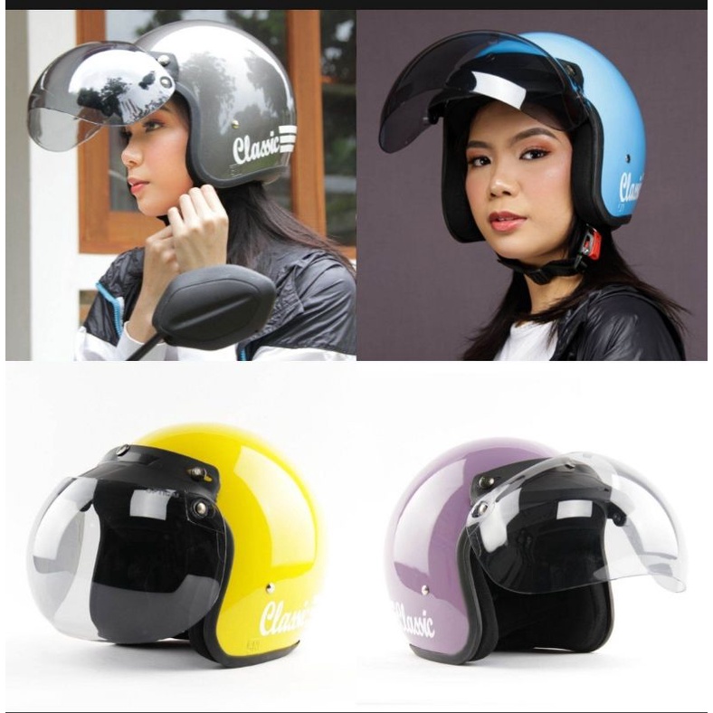 Helm Bogo Dewasa Classic Garis / Helm Retro Bogo Classic Dewasa Doff dan Glossy SNI