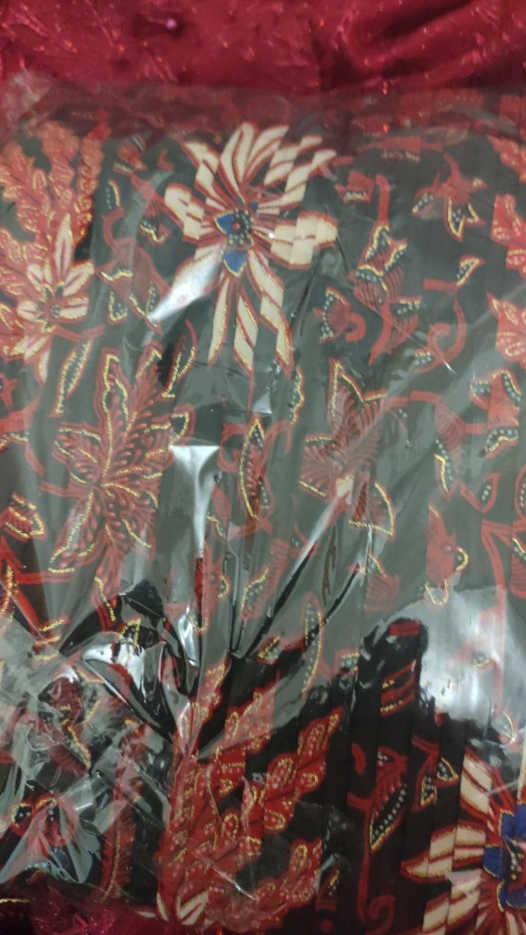 Wm>couple Keluarga Batik Motif Daun Pepaya Gold Couple Batik Kemeja Batik Rok Plusket Murah