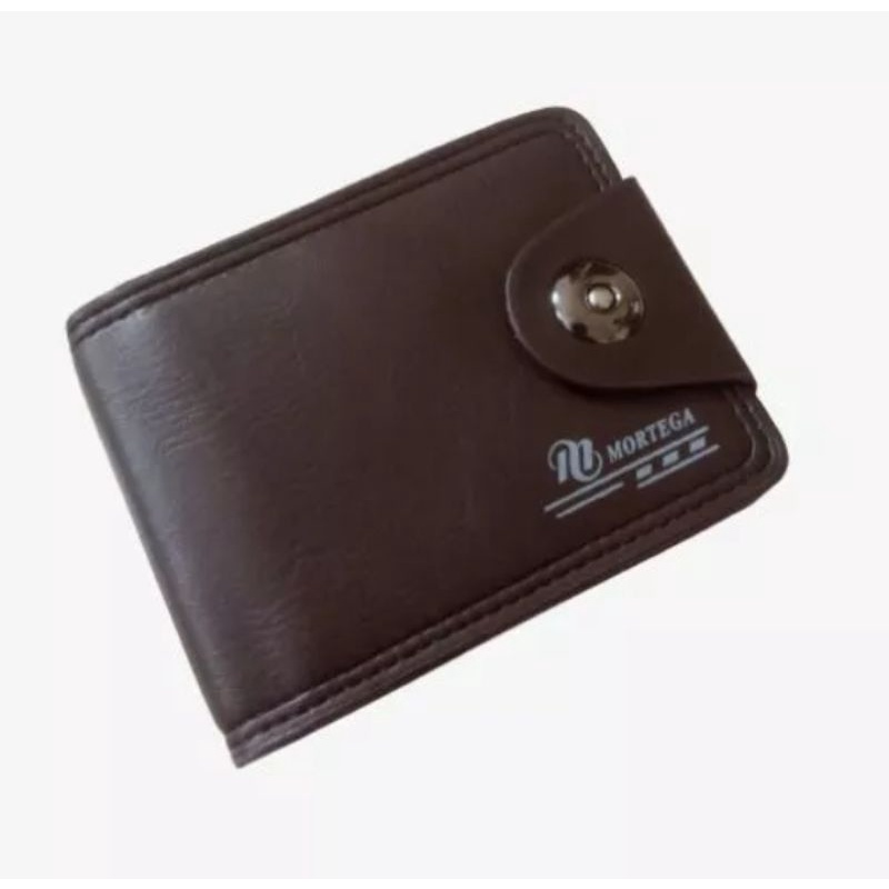 Dompet pria import mortega exclusive Kulit PU model Kancing-Coffee