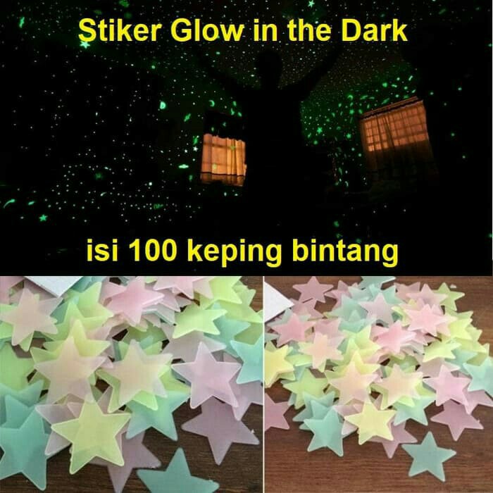 BINTANG GLOW IN THE DRAK BINTANG HIASA DINDING BINTANG BERCAHAYA ISI +/- 100 BINTANG