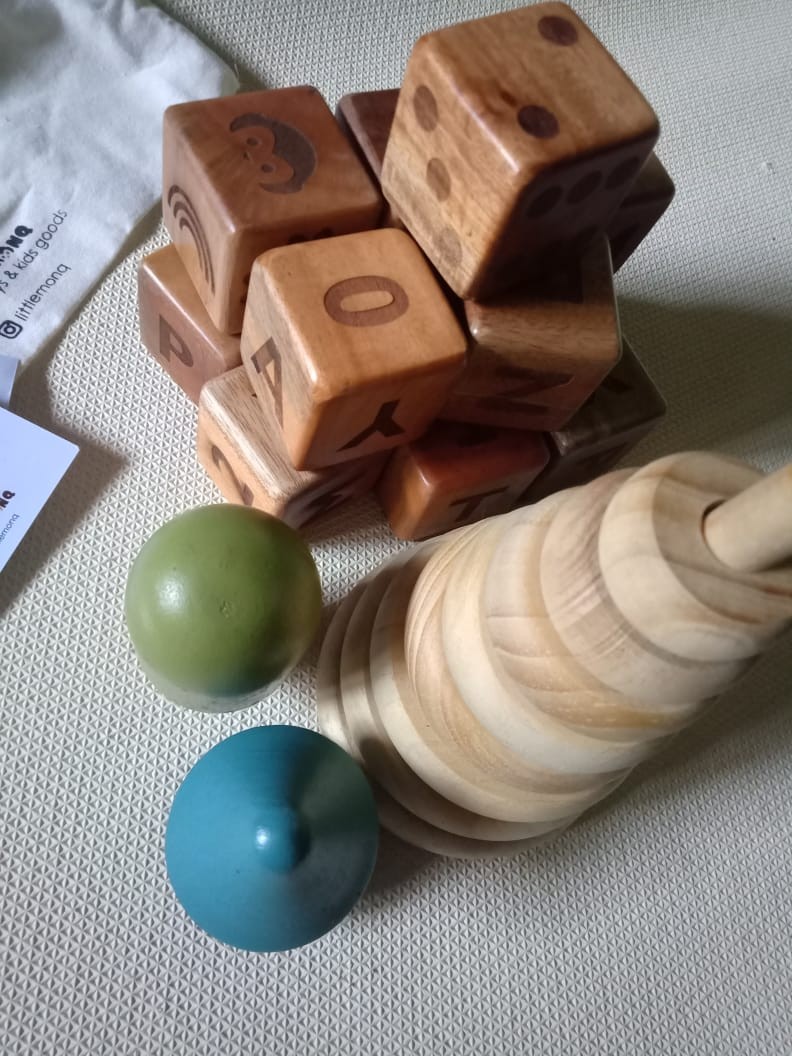 Littlemonq Alphabet Blocks Laser Engraved - Mahoni