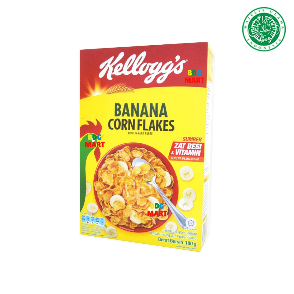 BOX Kelloggs Corn Flakes Banana Sereal Rasa Pisang Import Kellogg Halal MUI - 180gr