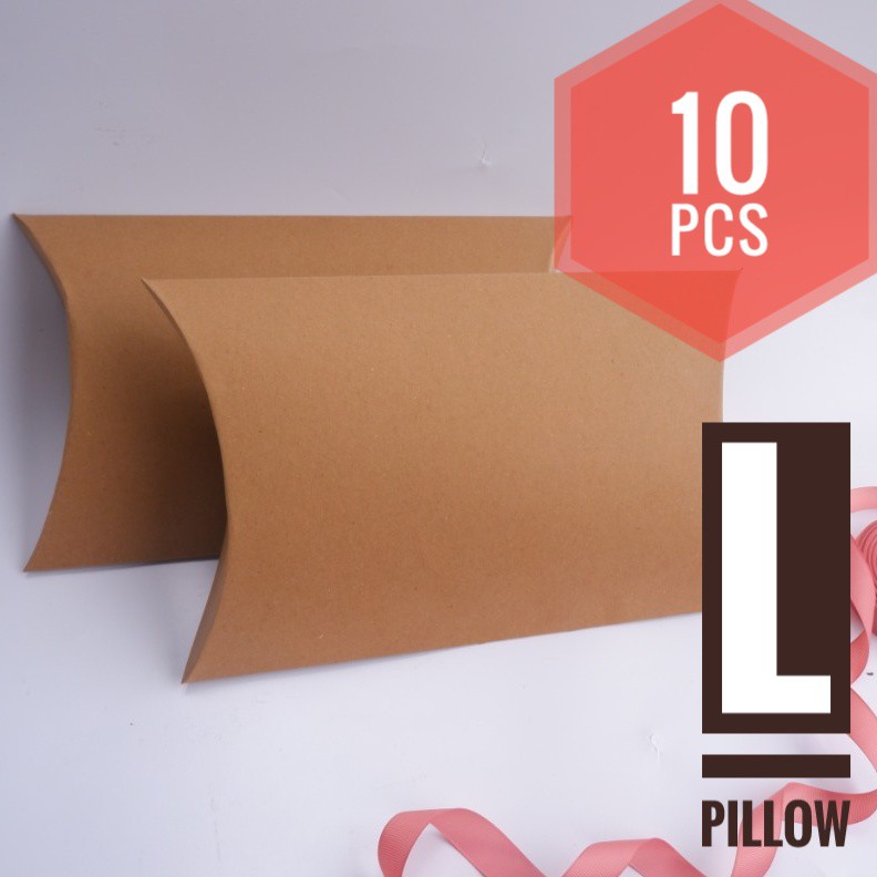 

[HARGA 10 PCS] PILLOW BOX KRAFT LARGE / Packaging / Paperbag (L Kraft 280gr, 20 x 31 x 6 cm)