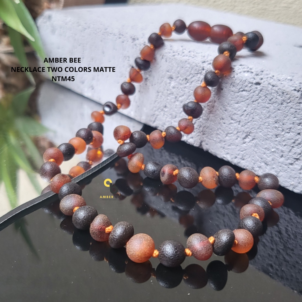 Kalung Amber Baltic Balita &amp; Anak Tumbuh Gigi Premium Matte Cognac Cherry NMCC45