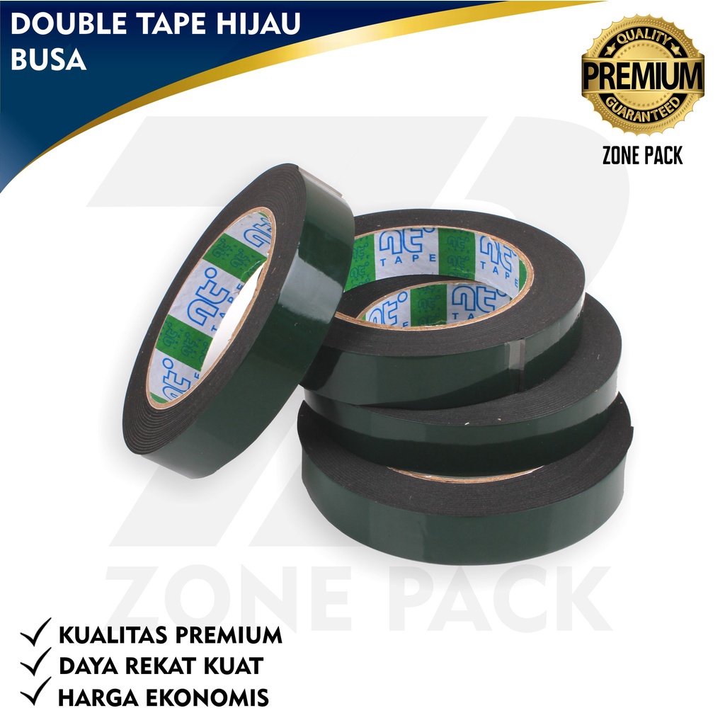 

Double Tape Hijau Busa 1 Inch x 5 Meter Foam l Perekat Lem