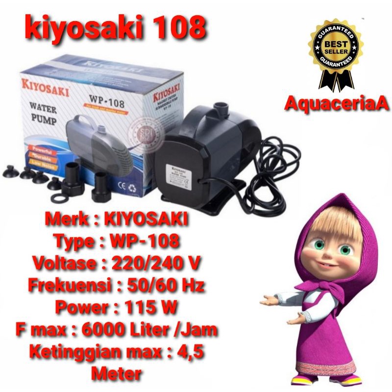 kiyosaki 108 pompa air pompa celup kolam ikan air terjun power head108