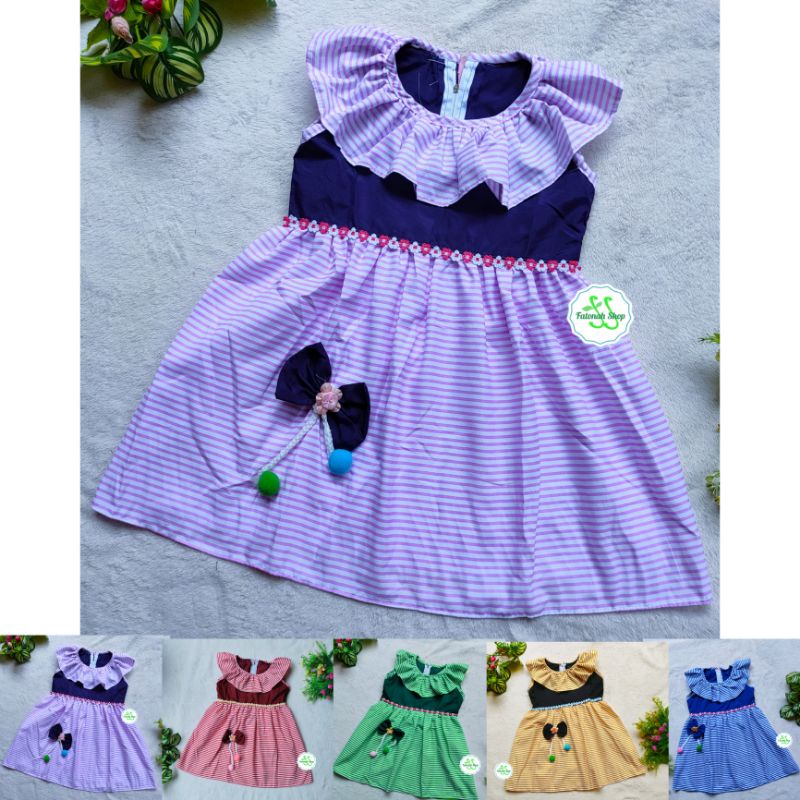 Dress Anak 1 2 tahun strip singlet Lala gaun anak cewek perempuan Fatonah Shop nana singlet ( dress nana strip )