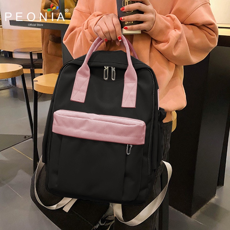 Peonia PNA SAVINA Ransel Korea Tas Wanita Laptop Punggung Import Kantor Kerja Sekolah Kuliah Outdoor Trendy Fashion Style Travel Casual Backpack Anak Remaja Perempuan Selempang Cewek Bag-5