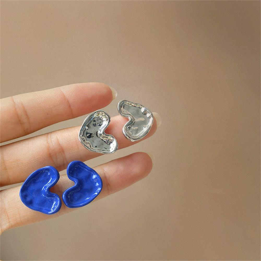 Mxbeauty Korea Style Klip Telinga Indah Sederhana INS Gaya Anting Temperamen Klein Biru Wanita Earrings